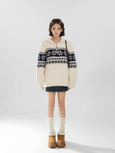 Half - Zip Funnel Neck Fair Isle Knit Sweater - COPPING THREADS - CT Select